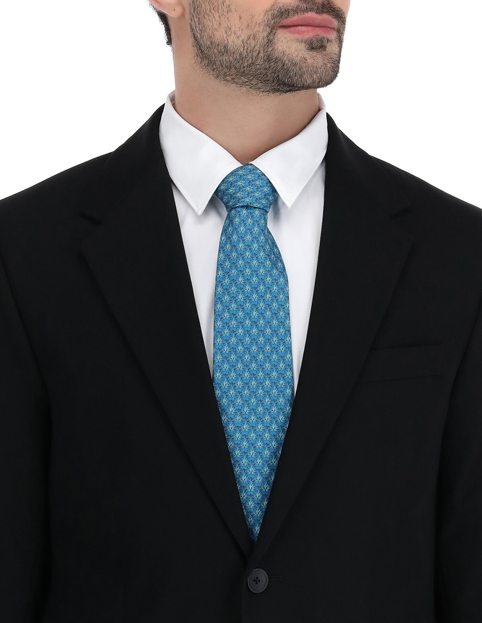 Corbata regular de seda estampado gráfico para hombre 4
