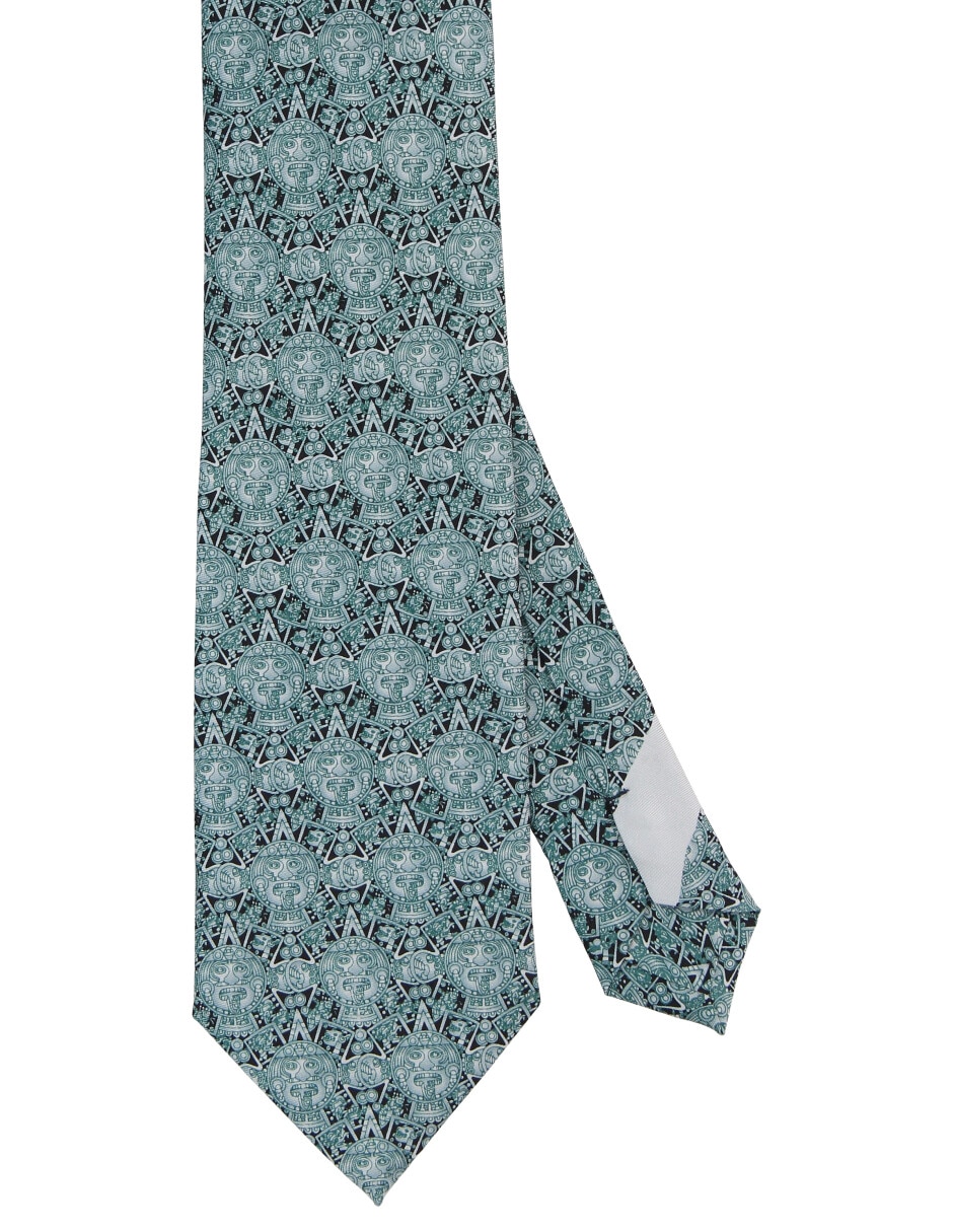 Corbata regular de seda estampado gráfico para hombre