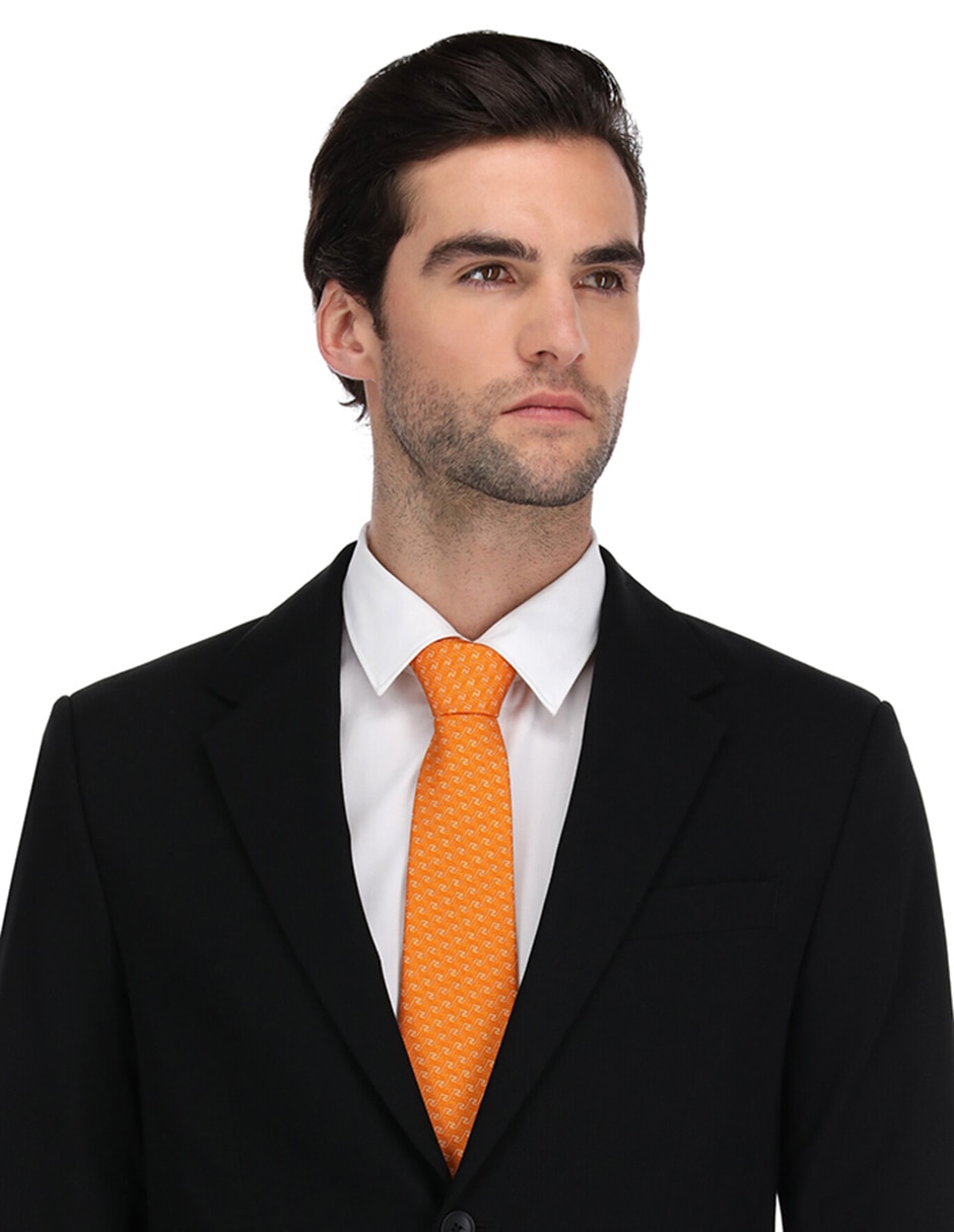Corbata regular de seda estampado gráfico para hombre 2
