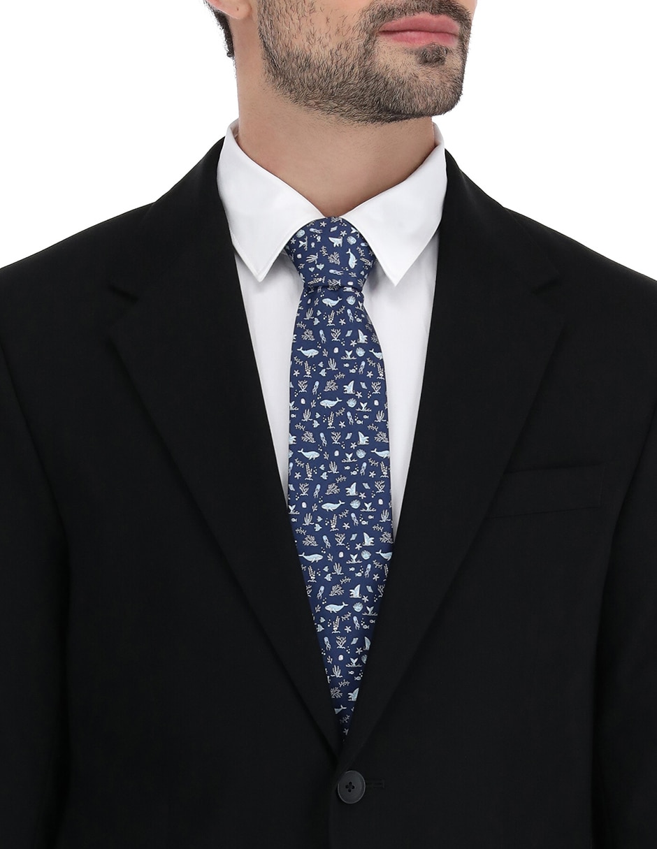 Corbata regular de seda estampado gráfico para hombre 4