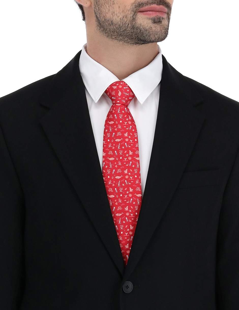 Corbata regular de seda estampado gráfico para hombre 4