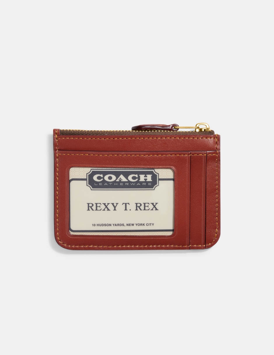 Tarjetero de piel Coated Canvas Signature para mujer 2