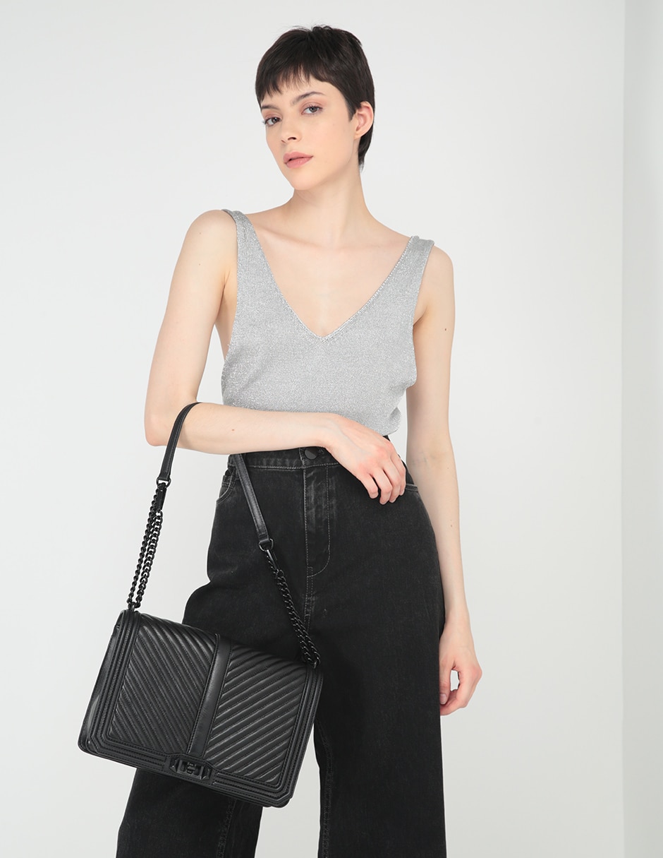 Bolsa flap de piel para mujer 5