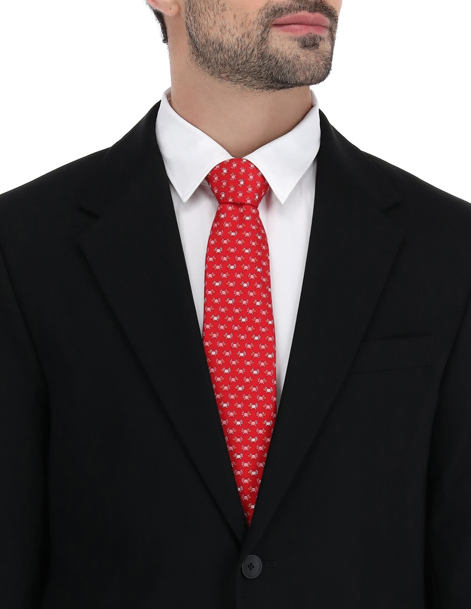 Corbata regular de seda estampado gráfico para hombre 4