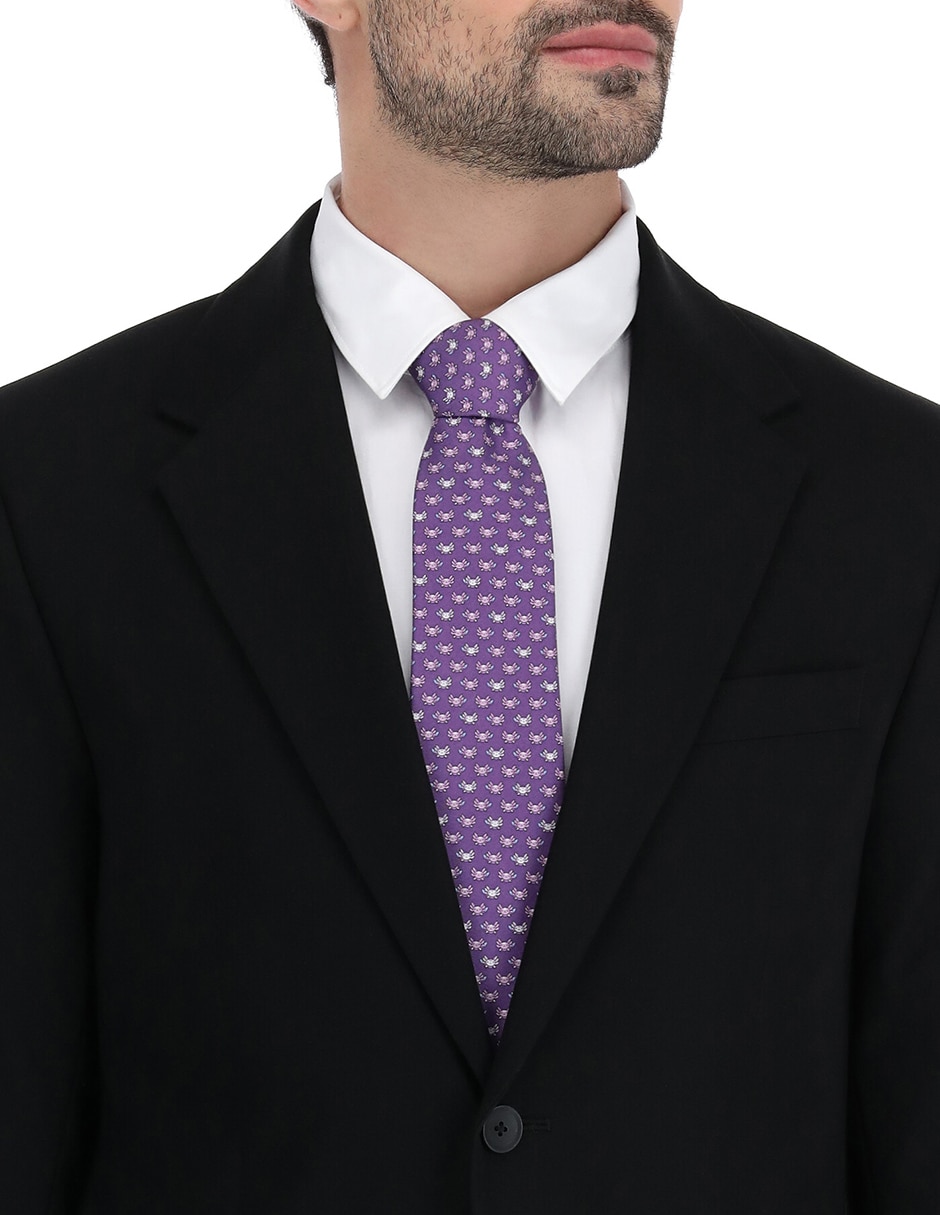 Corbata regular de seda estampado gráfico para hombre 4