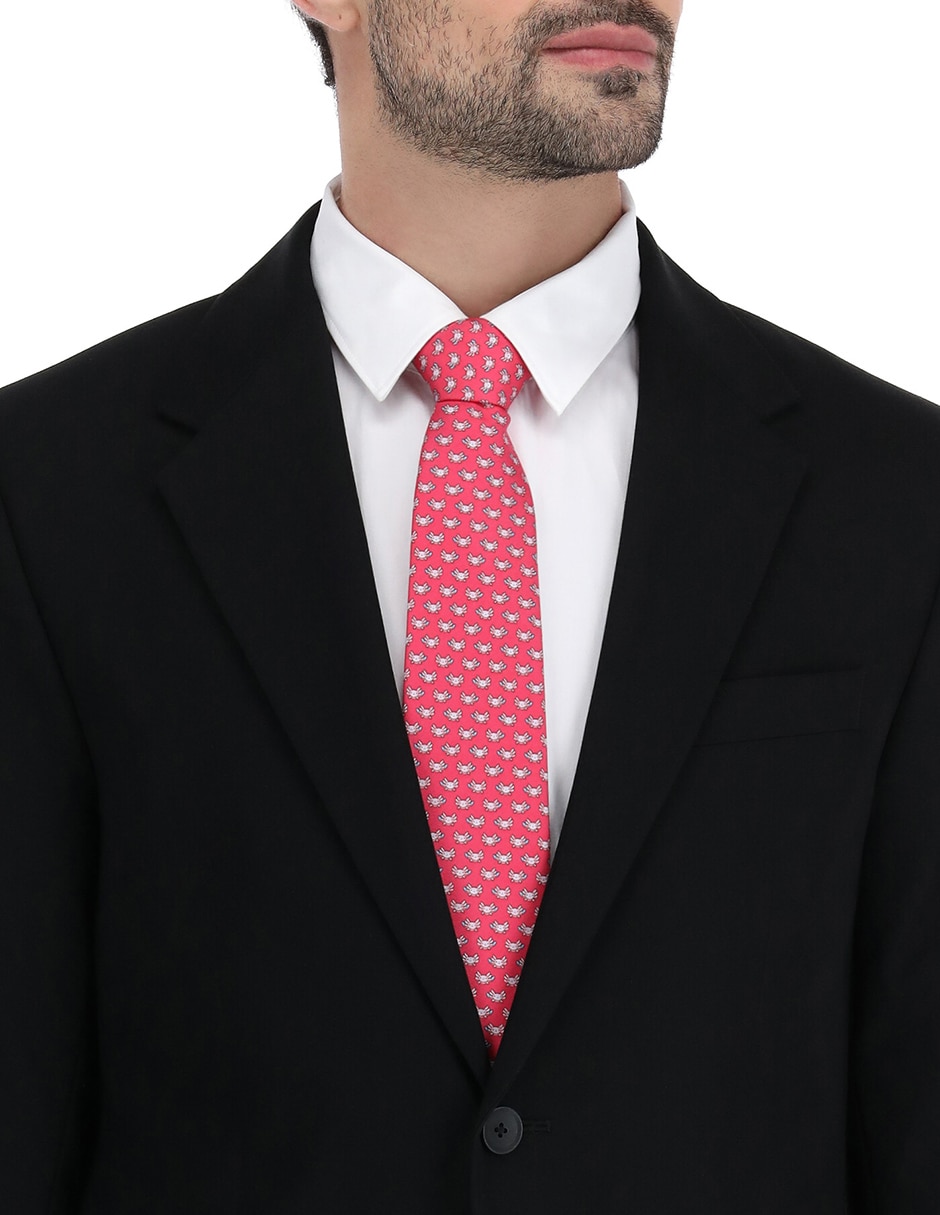 Corbata regular de seda estampado gráfico para hombre 4