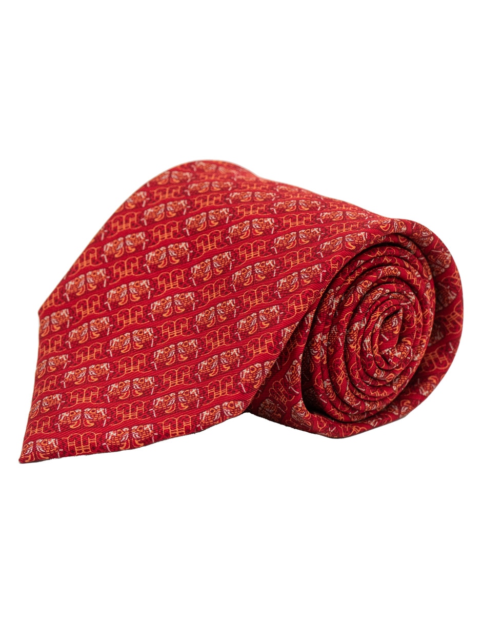 Corbata regular de seda estampado gráfico para hombre 2