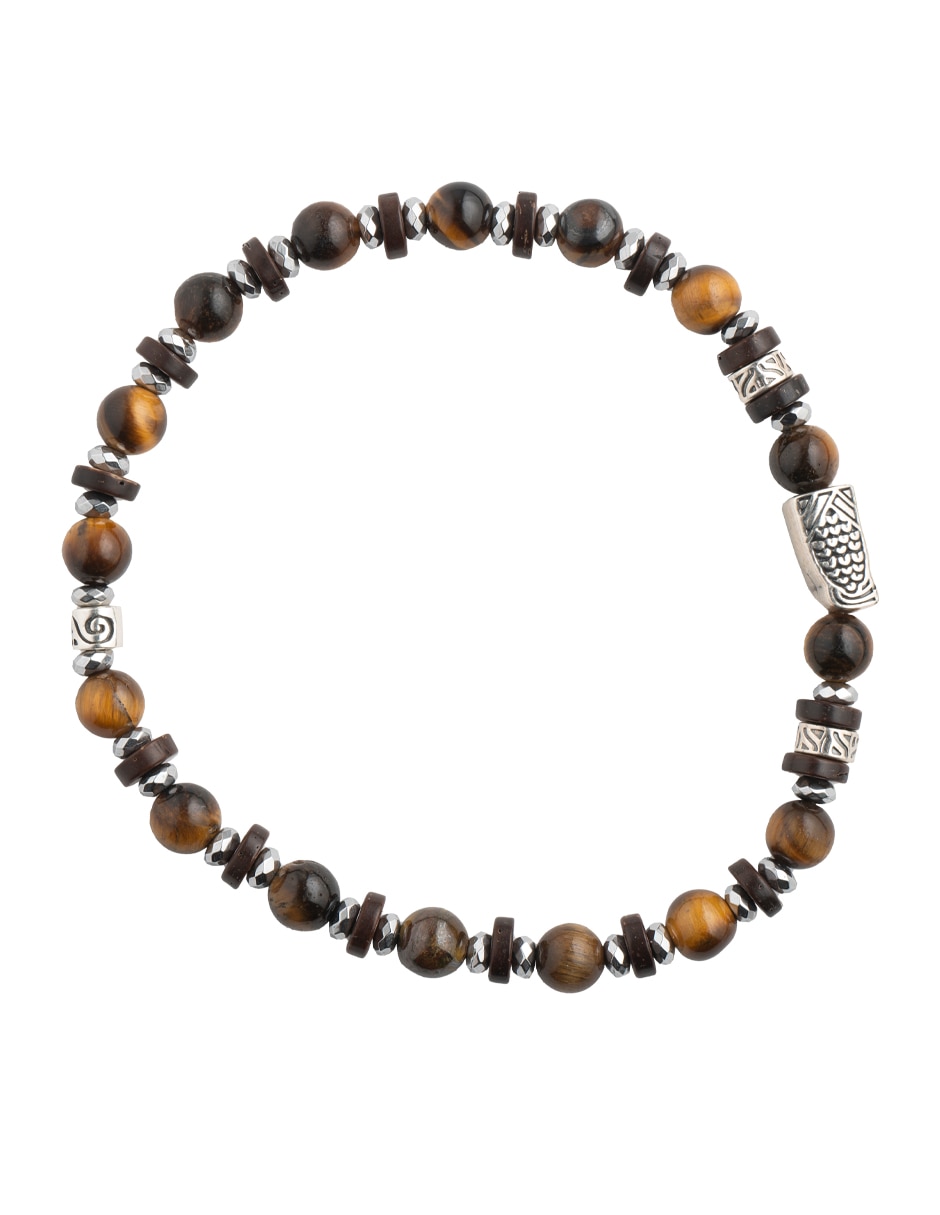 Pulsera con ojo de tigre acabado mate