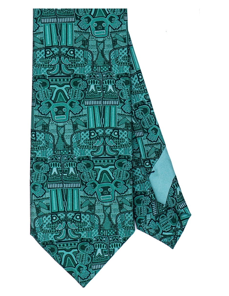 Corbata regular de seda estampado gráfico para hombre