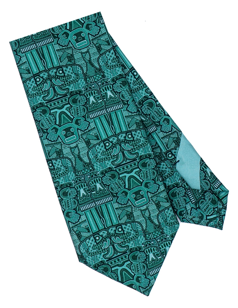 Corbata regular de seda estampado gráfico para hombre 3