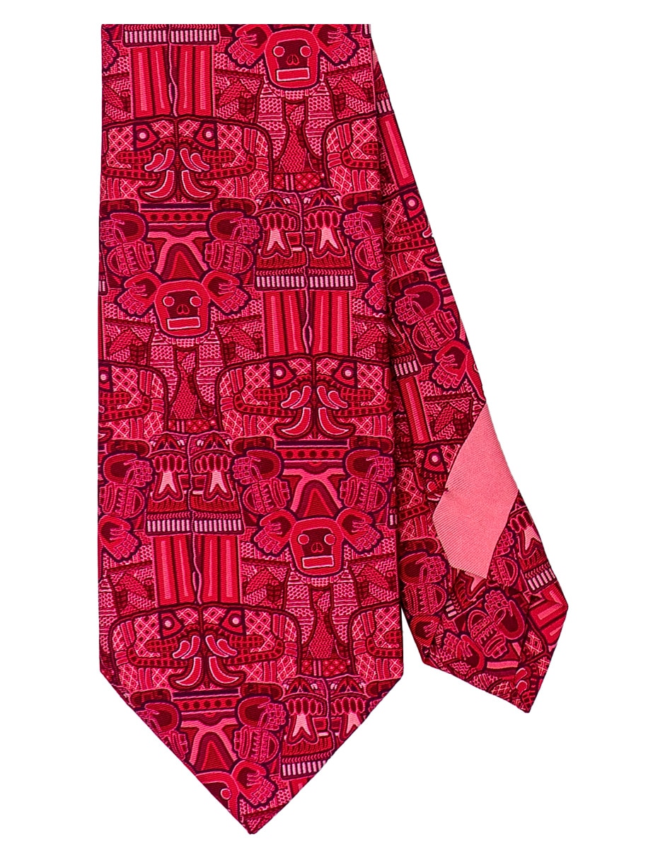 Corbata regular de seda estampado gráfico para hombre