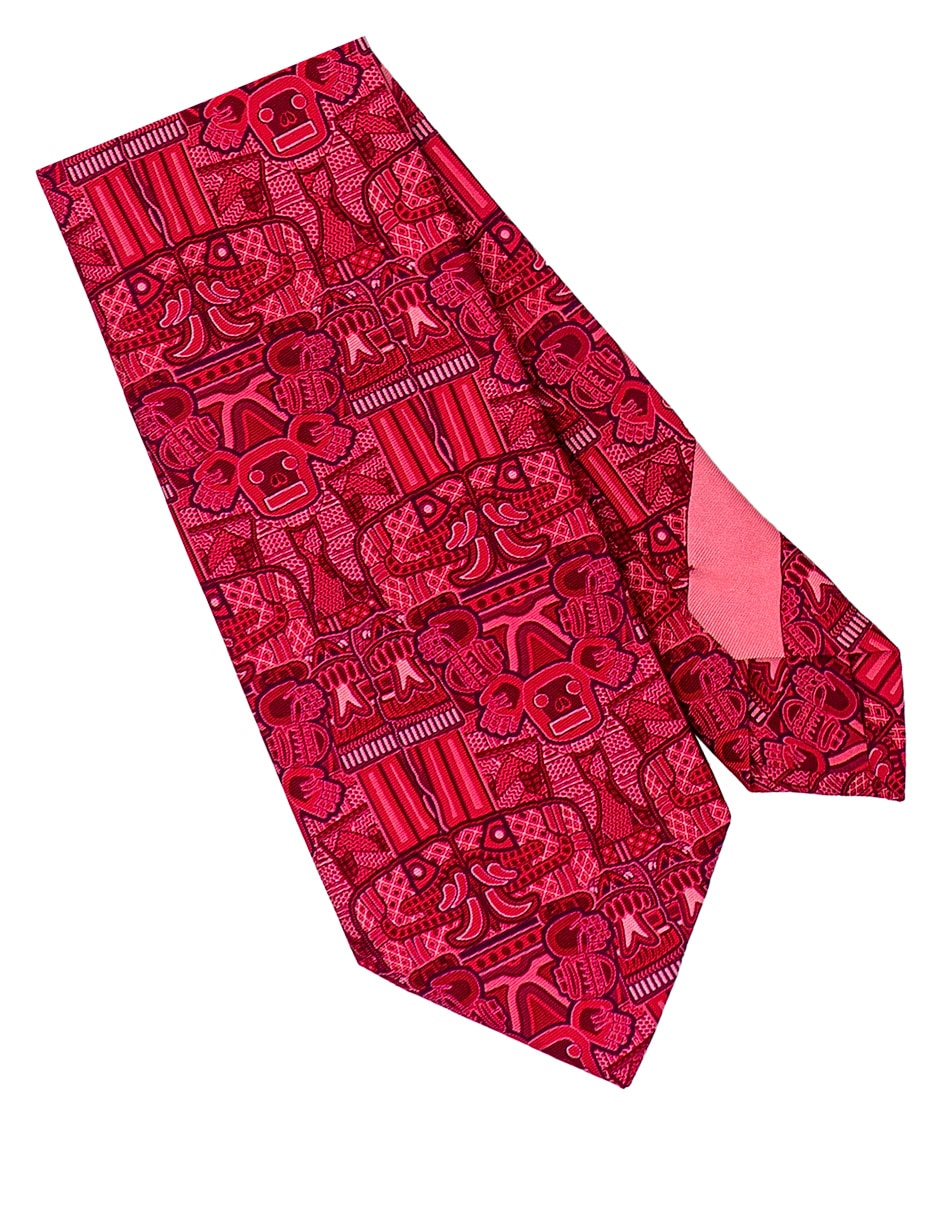 Corbata regular de seda estampado gráfico para hombre 3