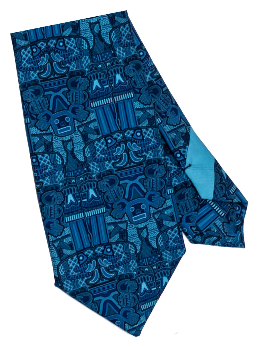 Corbata regular de seda estampado gráfico para hombre 3