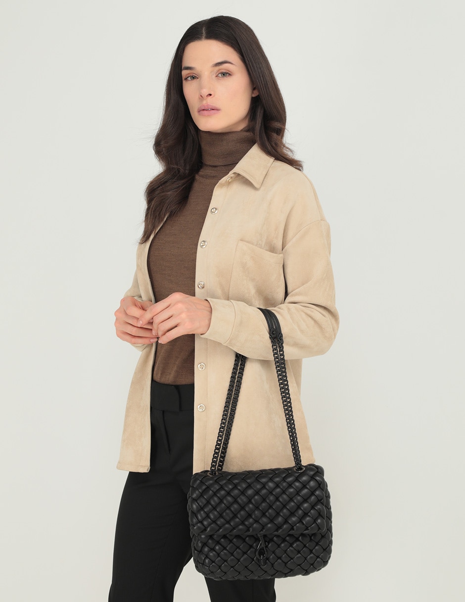 Bolsa flap de piel para mujer 5