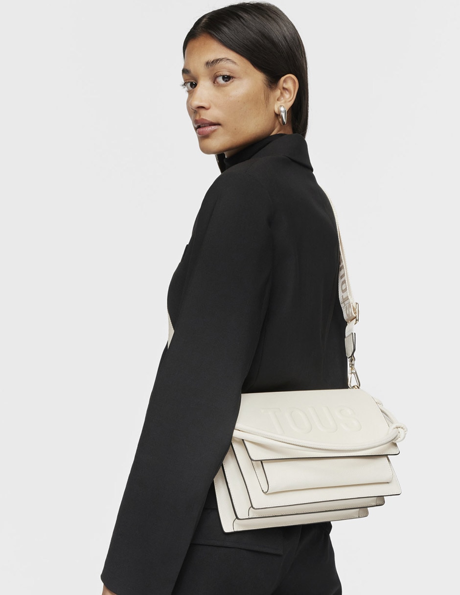 BOLSO BANDOLERA MEDIANA PIEL SI, BEIGE