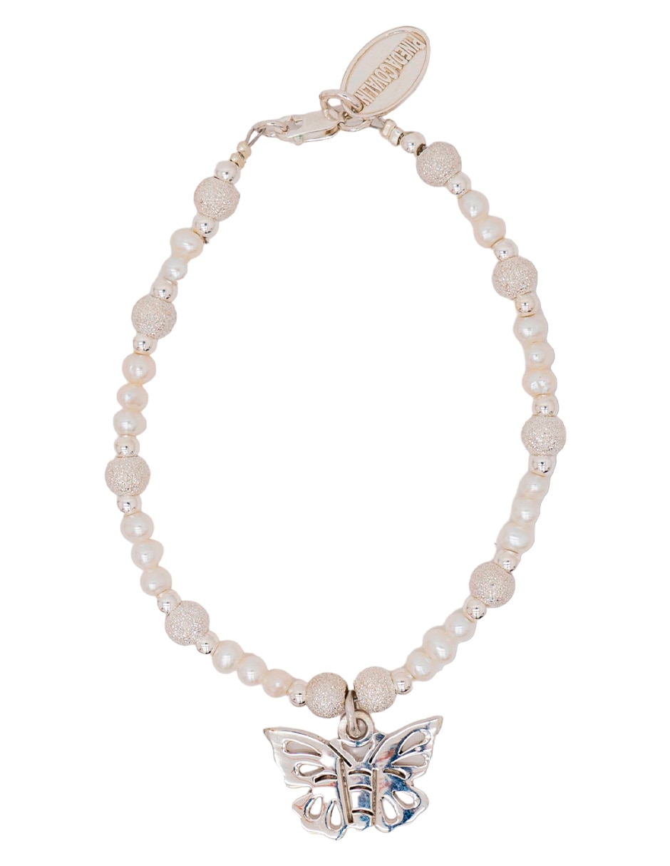 Pulsera de plata con perla p 925 Mariposa Pulsera de plata con perla p 925 Mariposa