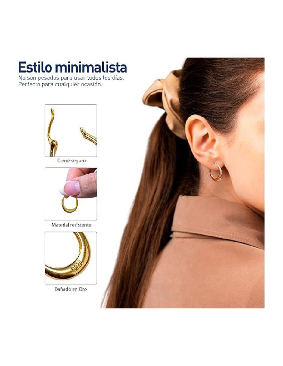 Arracadas de media luna de plata 18 K con acabado chapa de oro 2