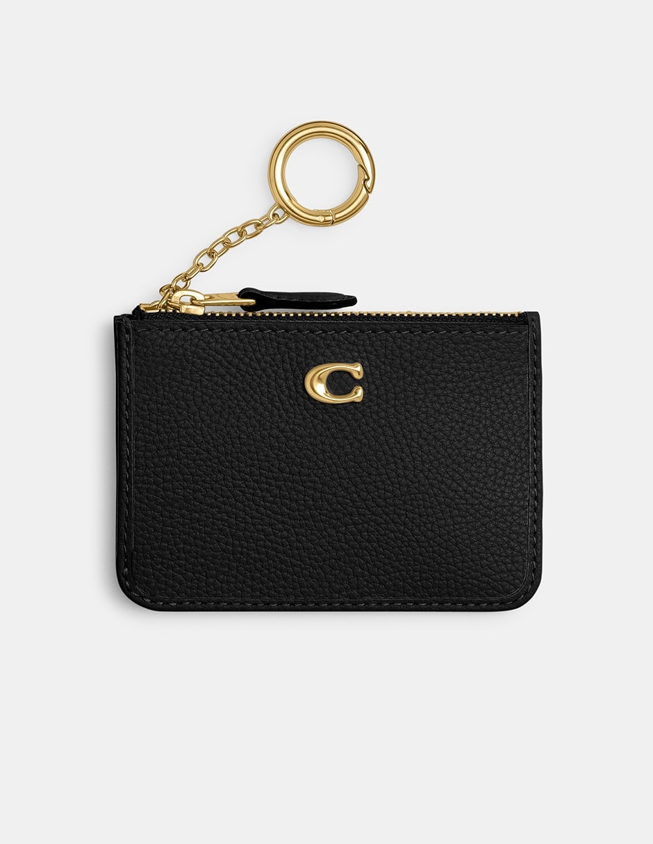 Tarjetero de piel Polished Pebble Leather para mujer