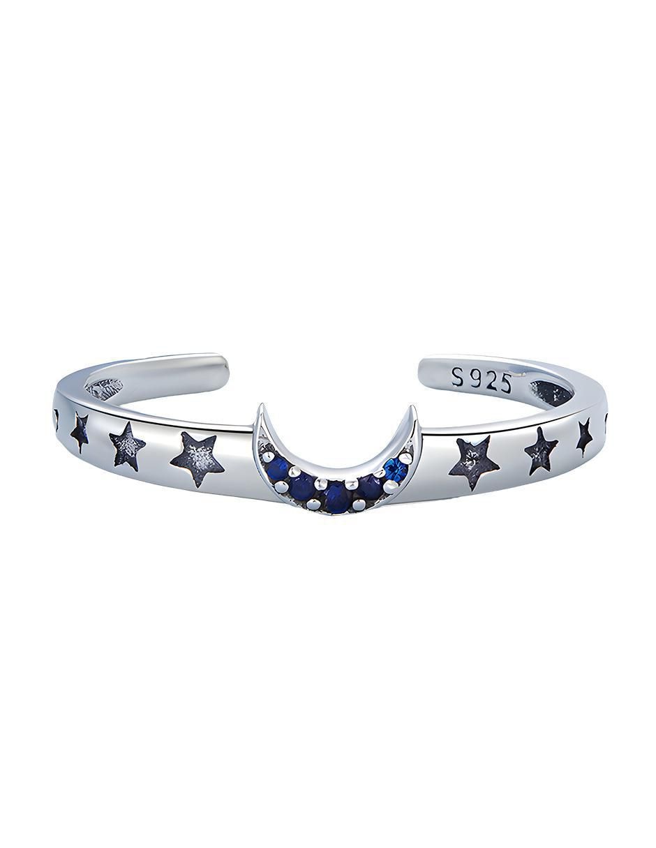 Anillo de luna Stars P 925 de plata zirconia brillante 1
