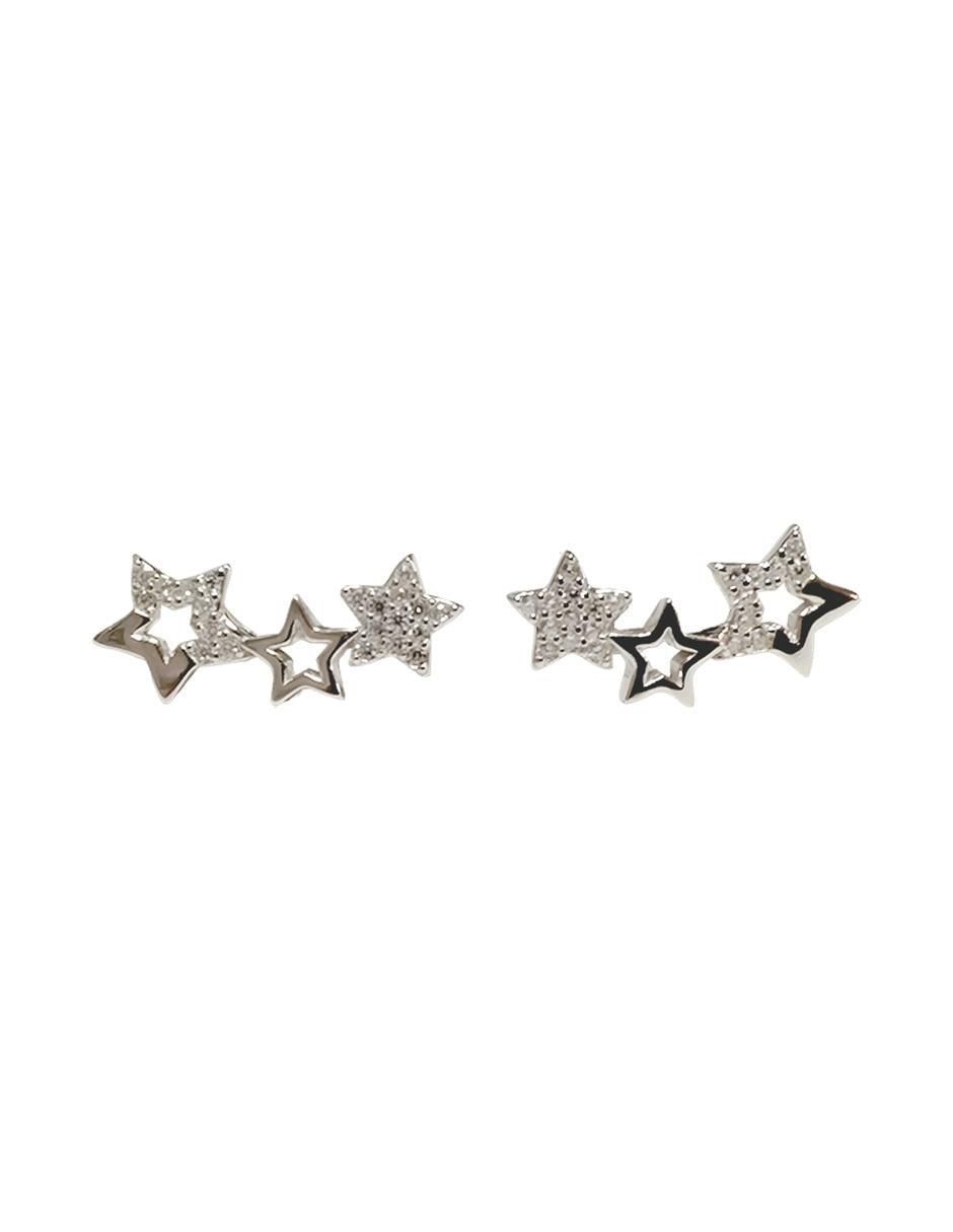 Broqueles de estrella de plata P 925 con acabado brillante zirconia Broqueles de estrella de plata P 925 con acabado brillante zirconia