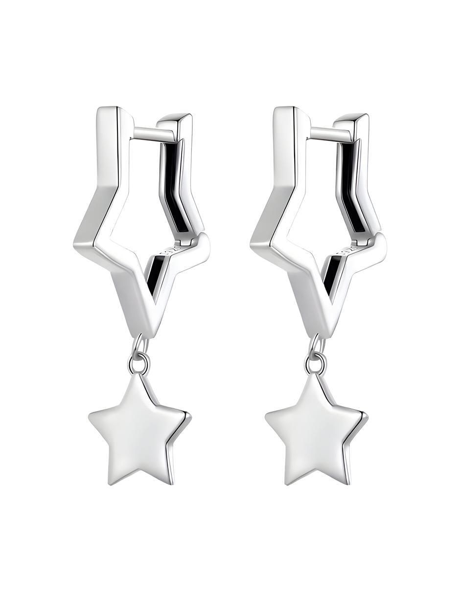 Aretes de estrella de plata P 925 con acabado brillante Aretes de estrella de plata P 925 con acabado brillante