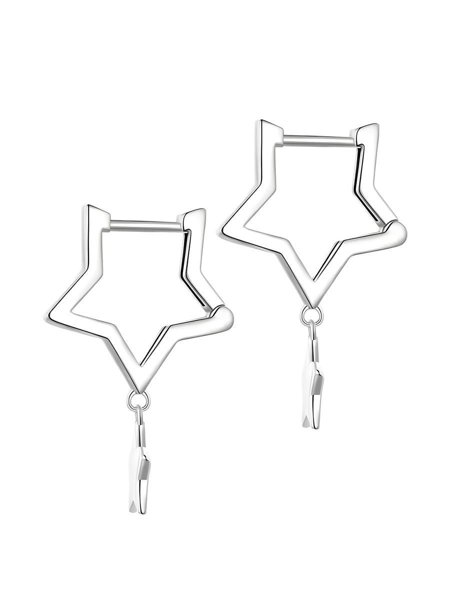 Aretes de estrella de plata P 925 con acabado brillante 2