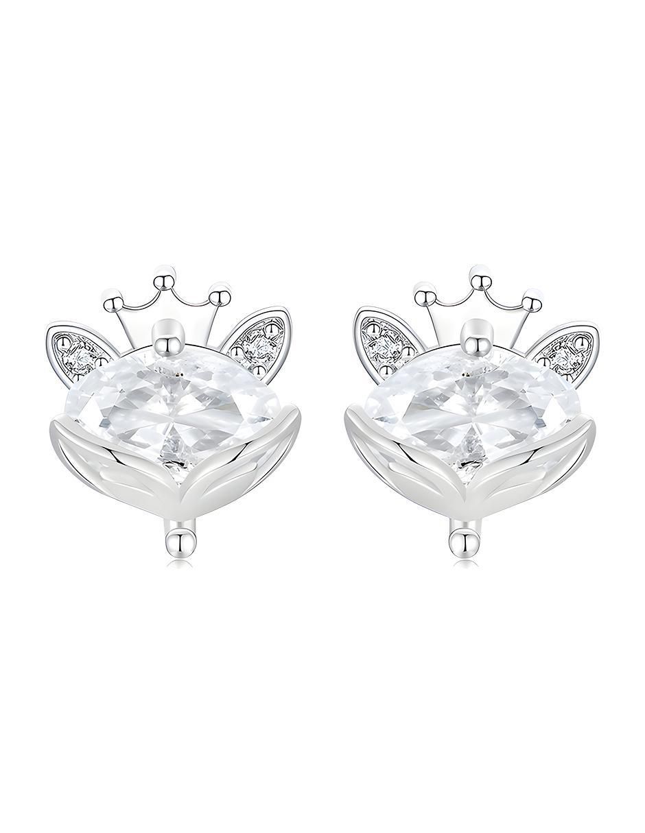 Broqueles de flor Flowers de plata P 925 con acabado brillante zirconia Broqueles de flor Flowers de plata P 925 con acabado brillante zirconia