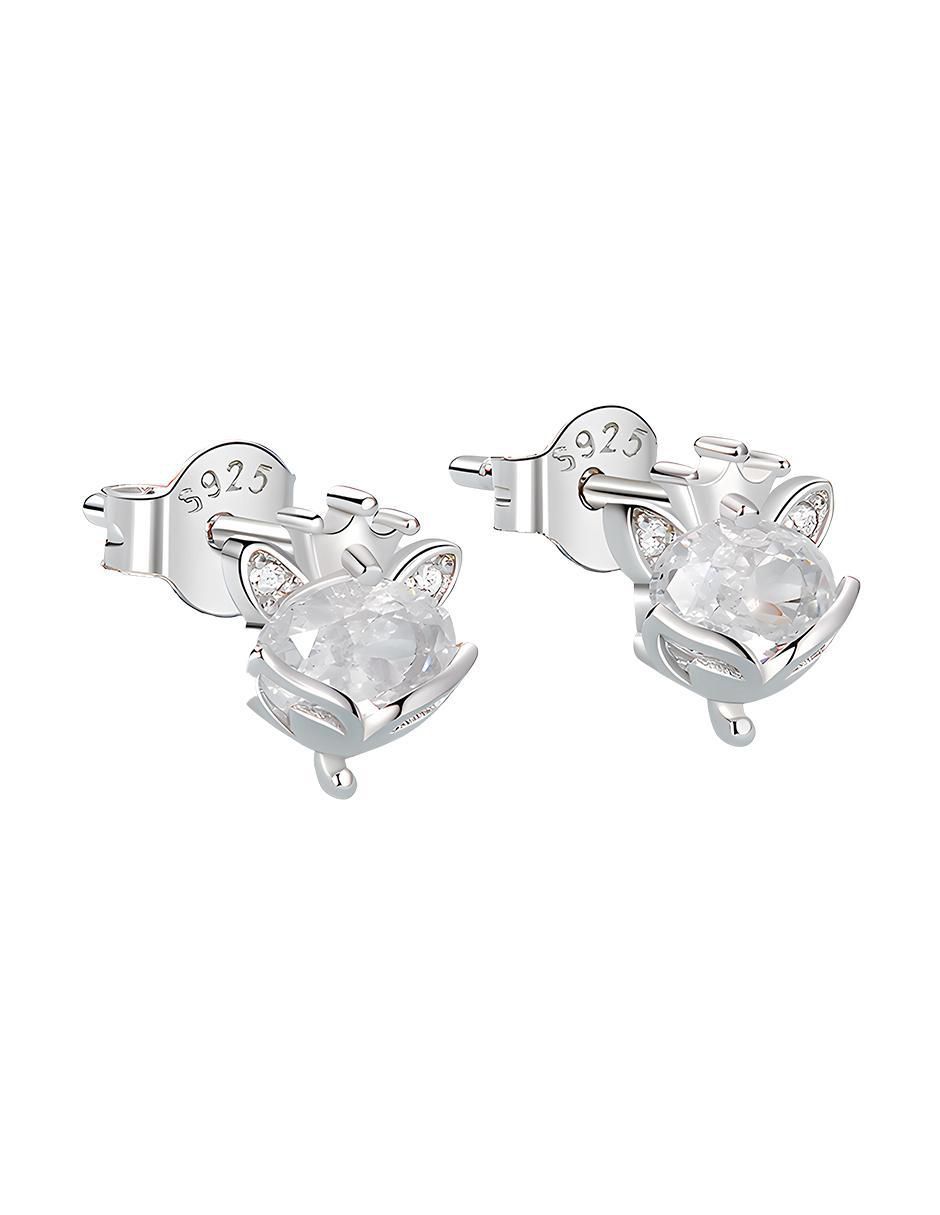 Broqueles de flor Flowers de plata P 925 con acabado brillante zirconia 3