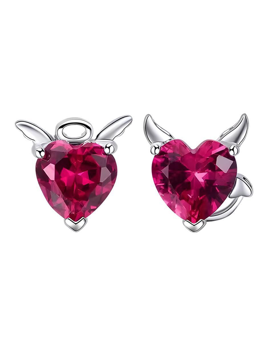 Broqueles de corazón de plata P 925 con acabado brillante zirconia Broqueles de corazón de plata P 925 con acabado brillante zirconia