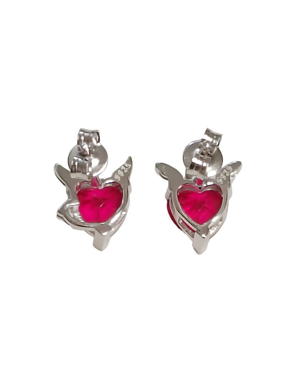 Broqueles de corazón de plata P 925 con acabado brillante zirconia 3