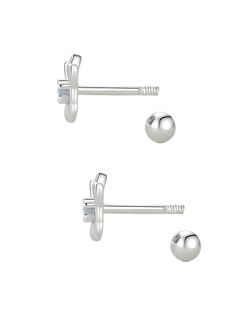 Broqueles de flor Flowers de plata P 925 con acabado brillante zirconia 2