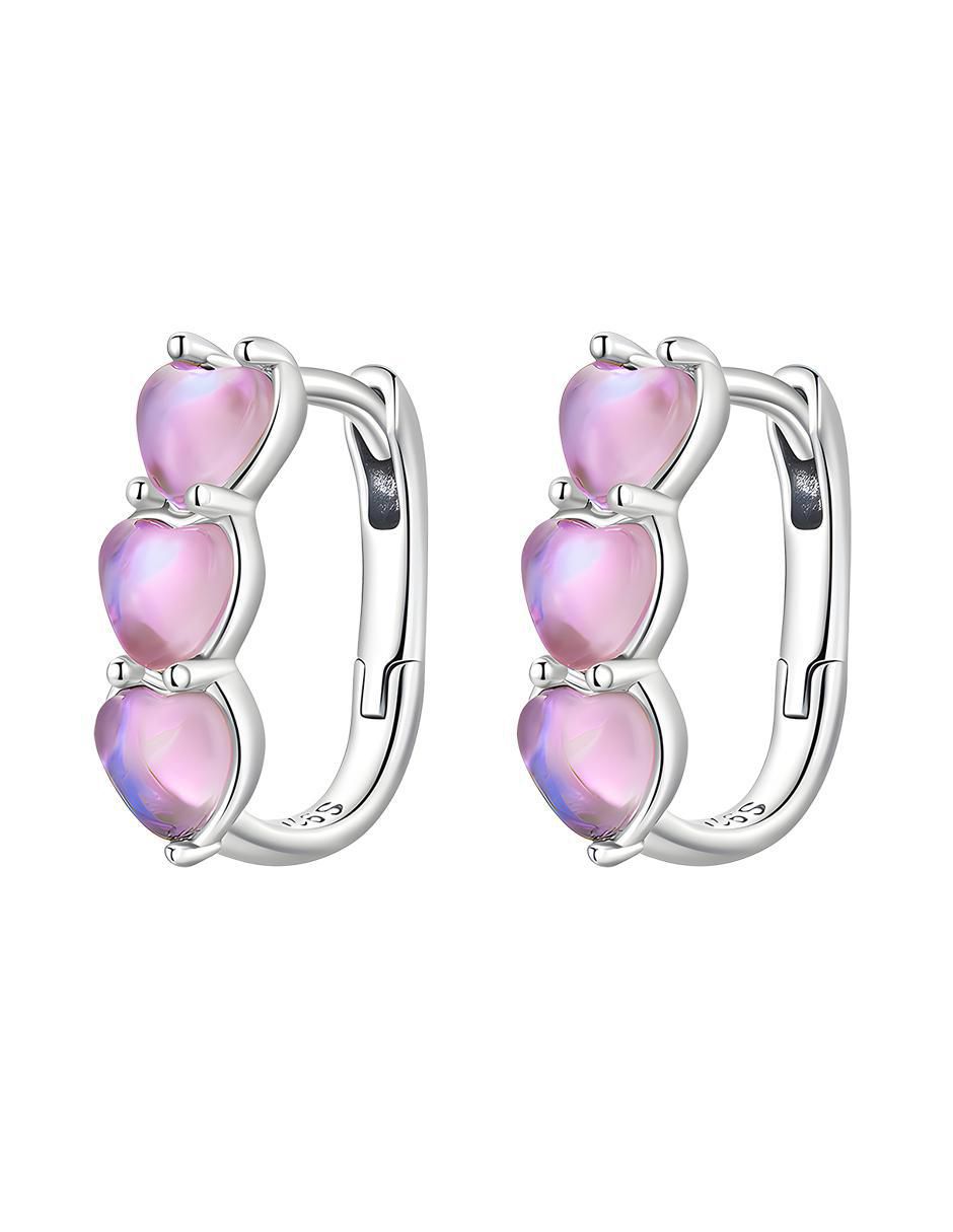 Aretes de corazón de plata P 925 con acabado brillante zirconia 1