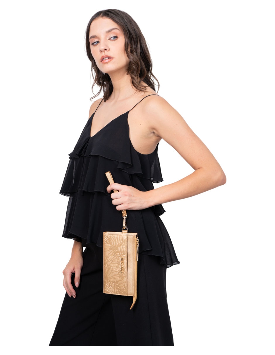 Bolsa wristlet Mariposa de vinil para mujer 3
