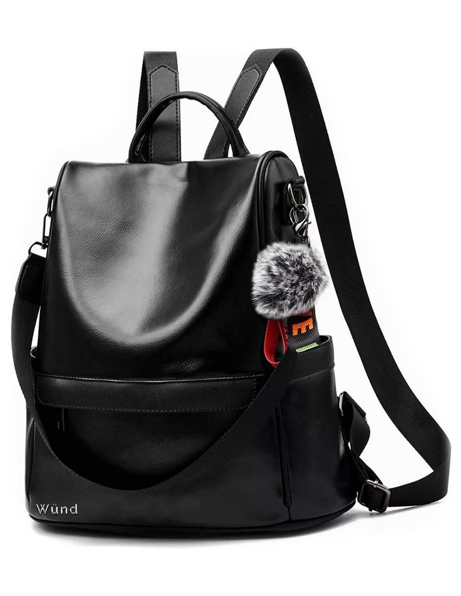 Mochila Dama Casual Mochila Casual Mochila Mujer Negra Cuero