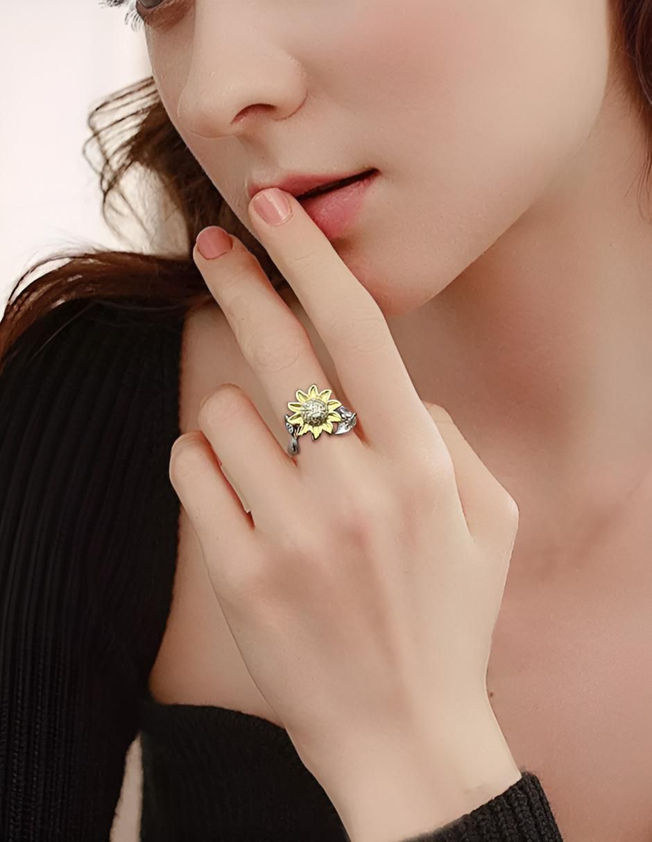 Anillo de flor P 925 de plata zirconia cúbica brillante 4