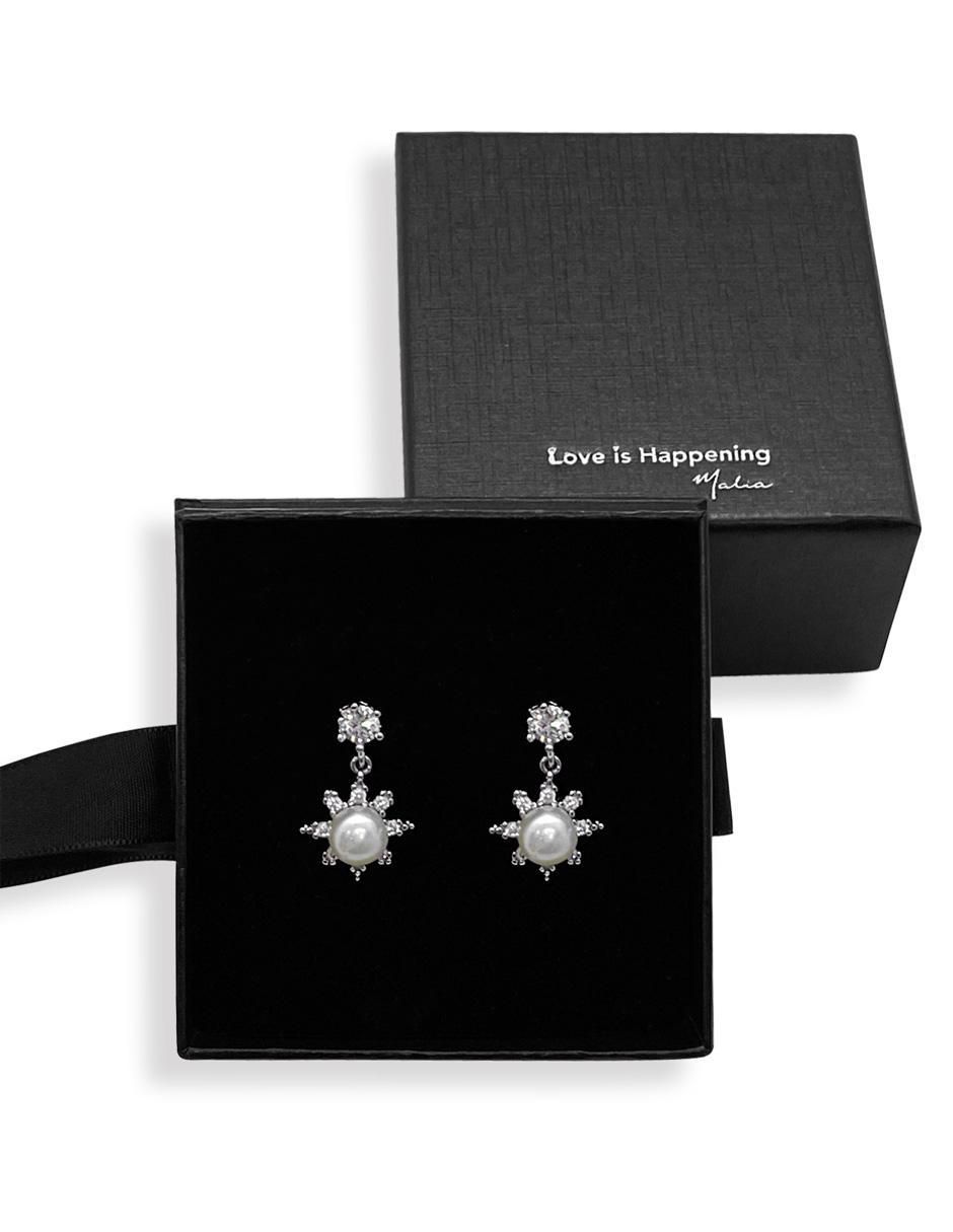 Aretes de estrella con acabado baño rodio zirconia 2