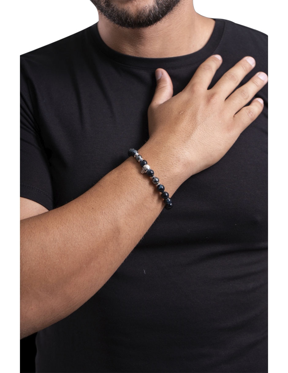 Pulsera de plata P925 Calavera con acabado mate 2
