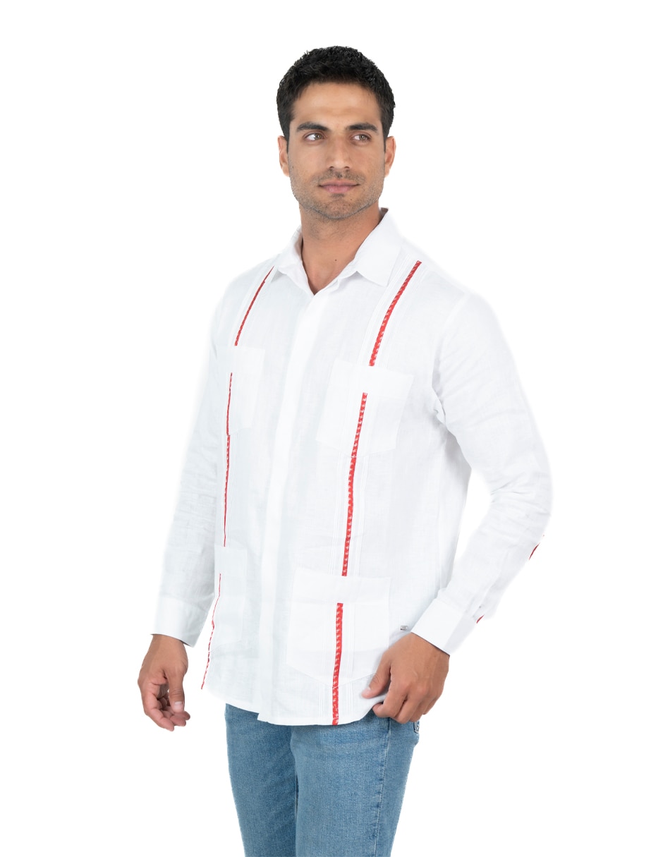 Guayabera manga larga para hombre 4
