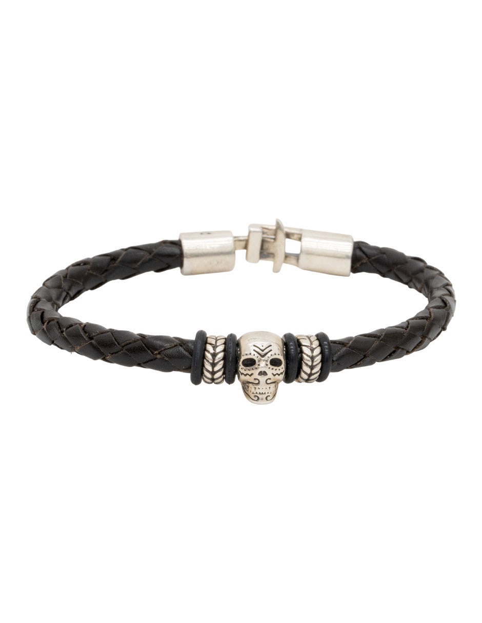 Pulsera de piel Calavera Pulsera de piel Calavera