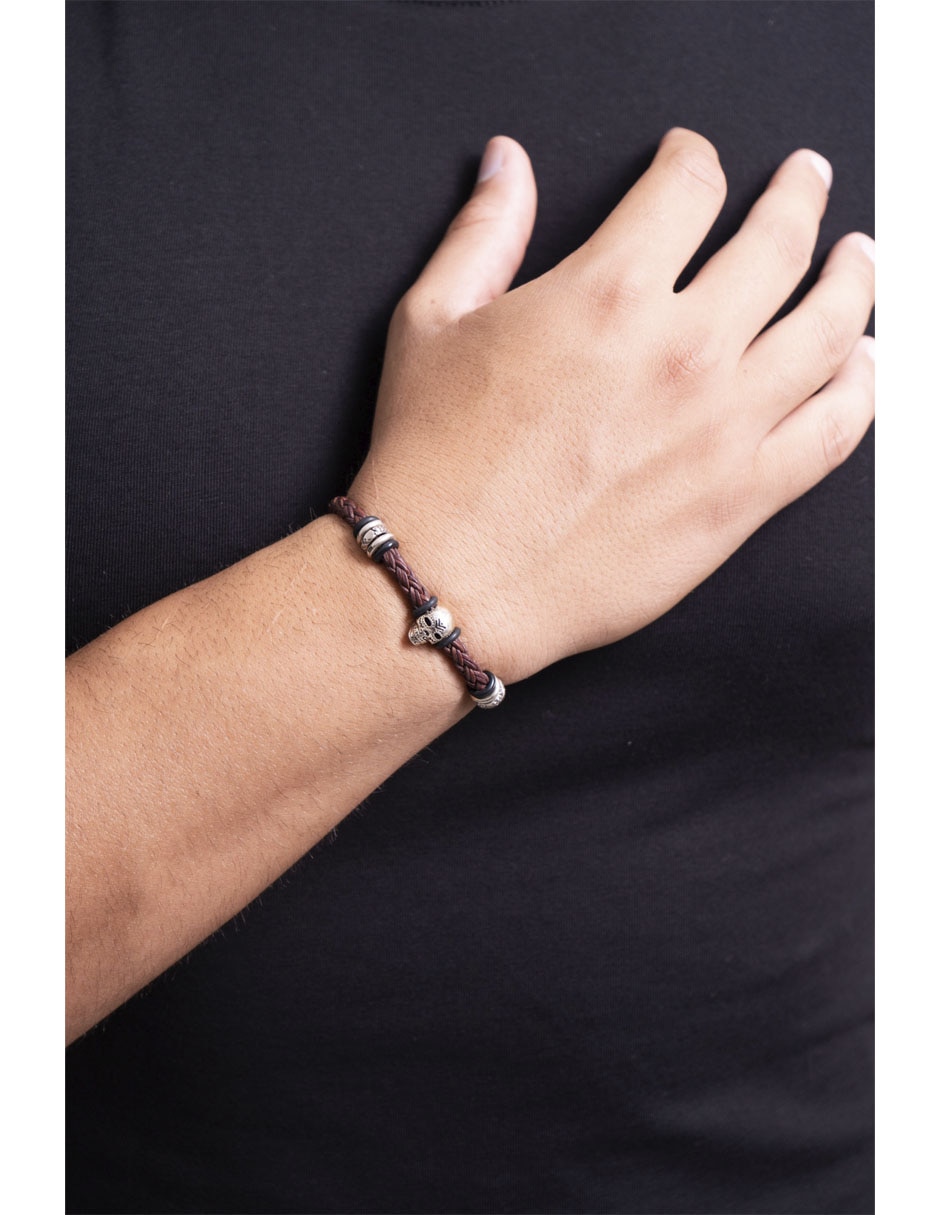 Pulsera de piel Calavera 2