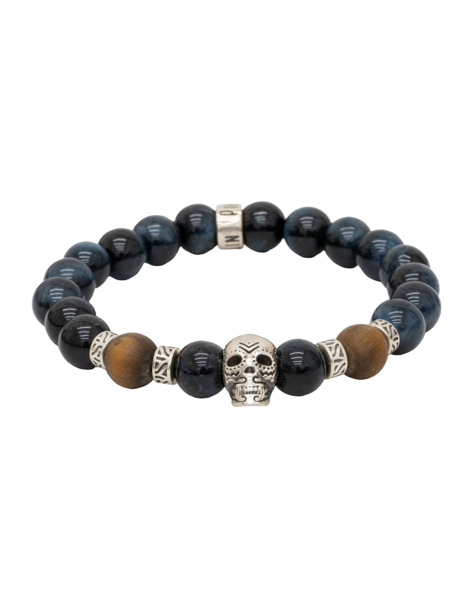 Pulsera de plata P 925 Calavera con acabado mate
