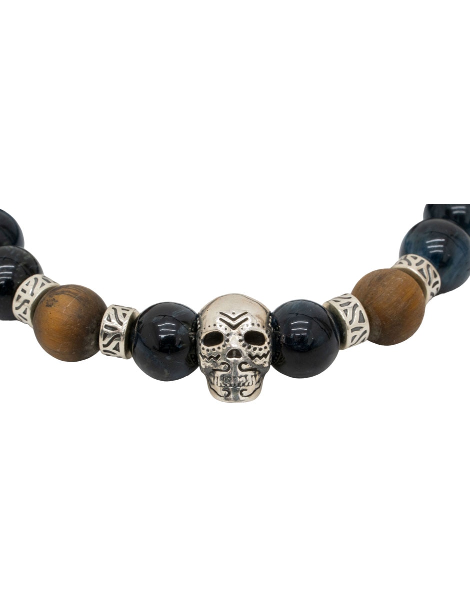 Pulsera de plata P 925 Calavera con acabado mate 2