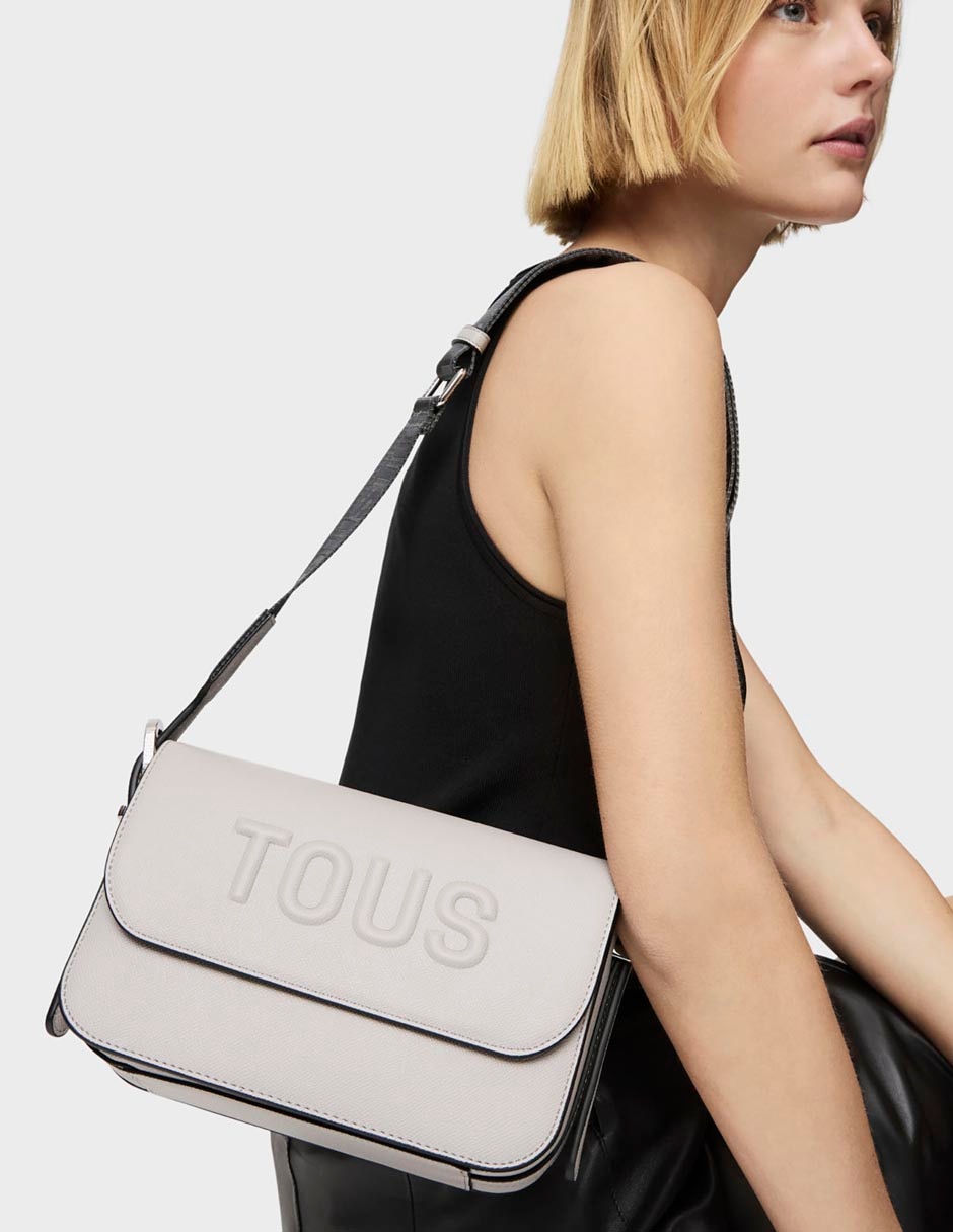 BOLSA BANDOLERA MEDIANA POLIURET, GRIS