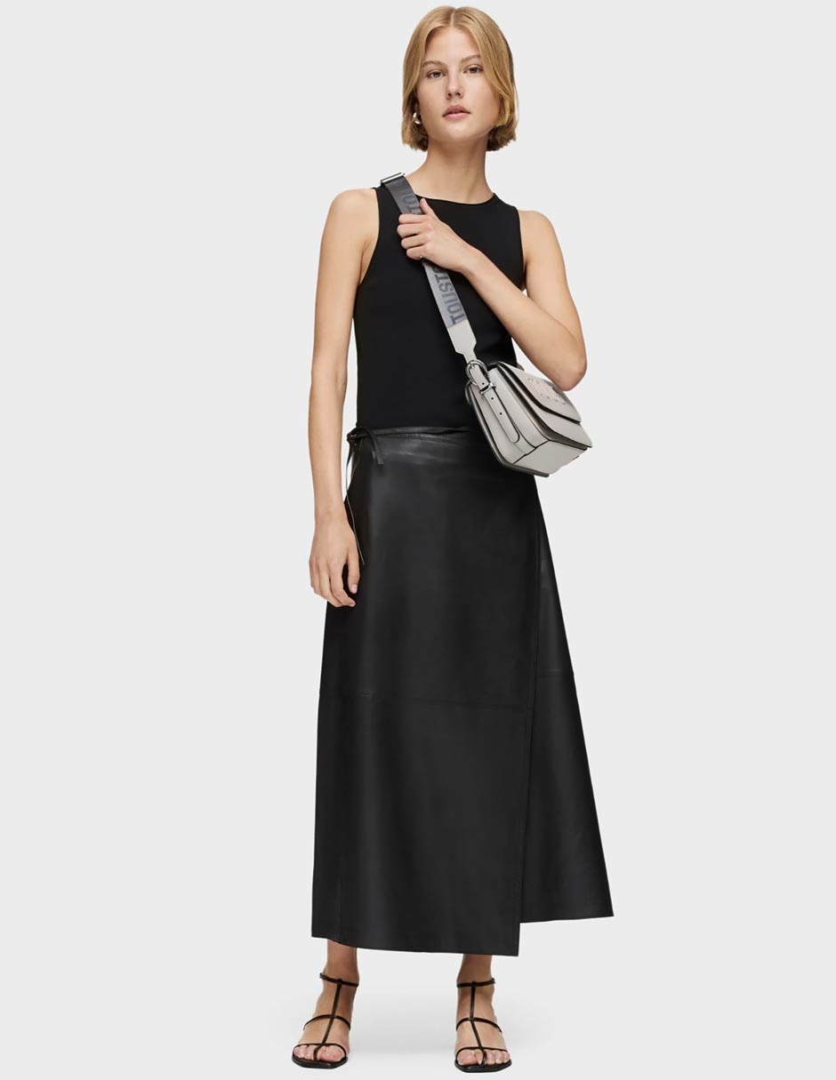 BOLSA BANDOLERA MEDIANA POLIURET, GRIS