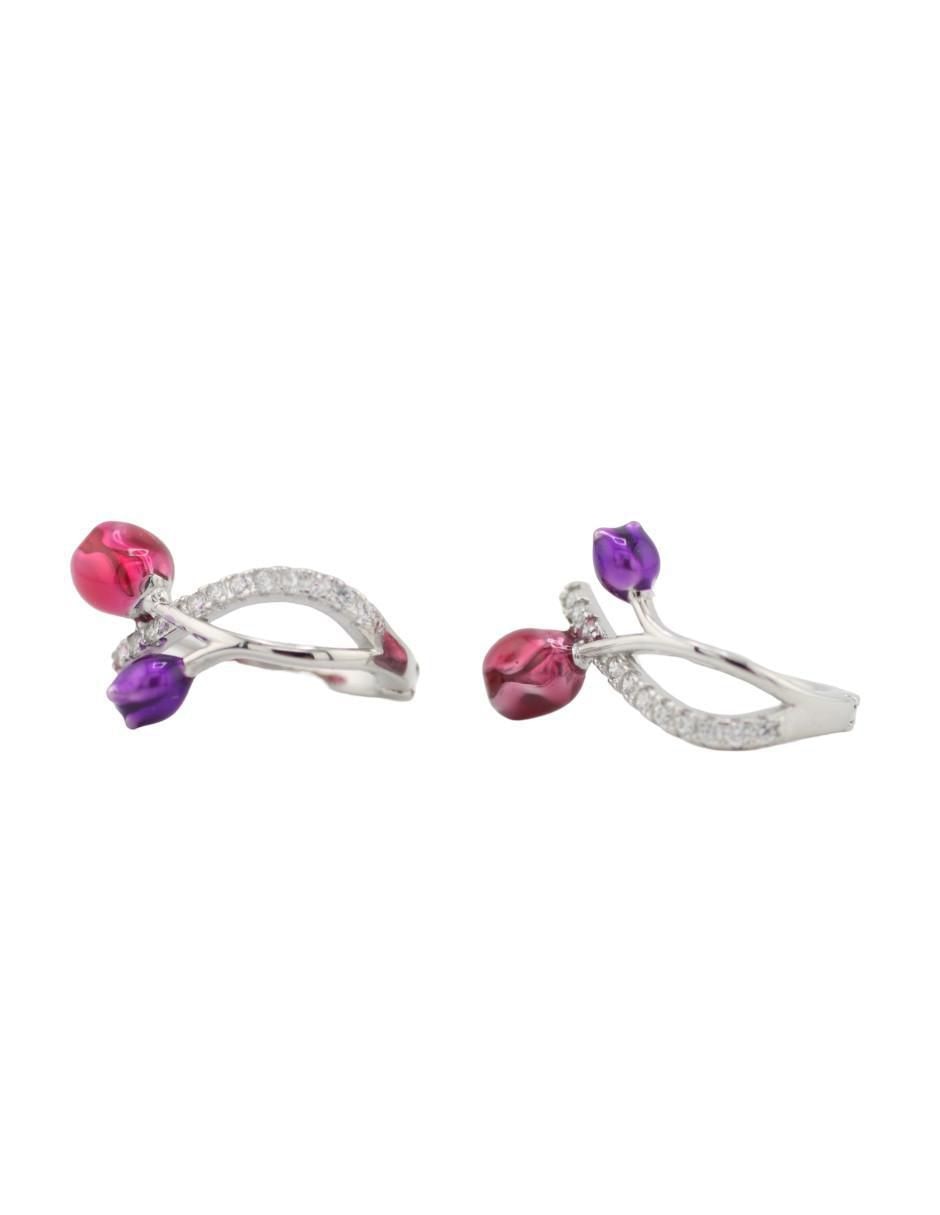 Aretes de flor de plata P 925 con acabado pavé 3