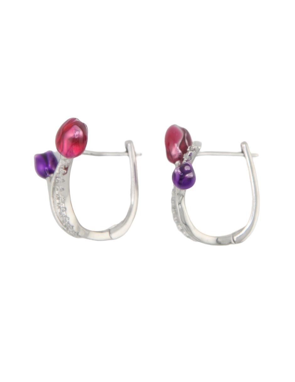 Aretes de flor de plata P 925 con acabado pavé 4