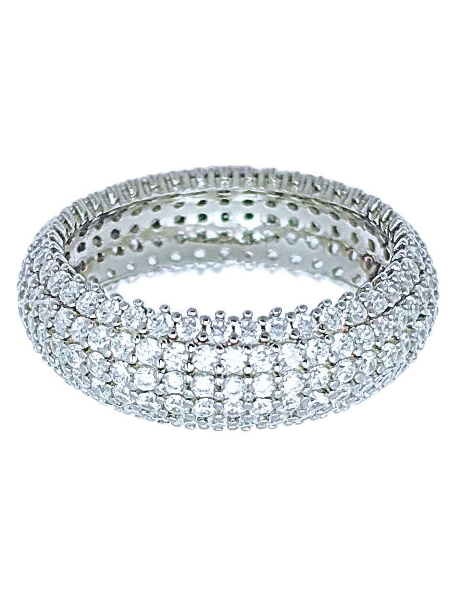 Anillo redondo de plata zirconia brillante 10