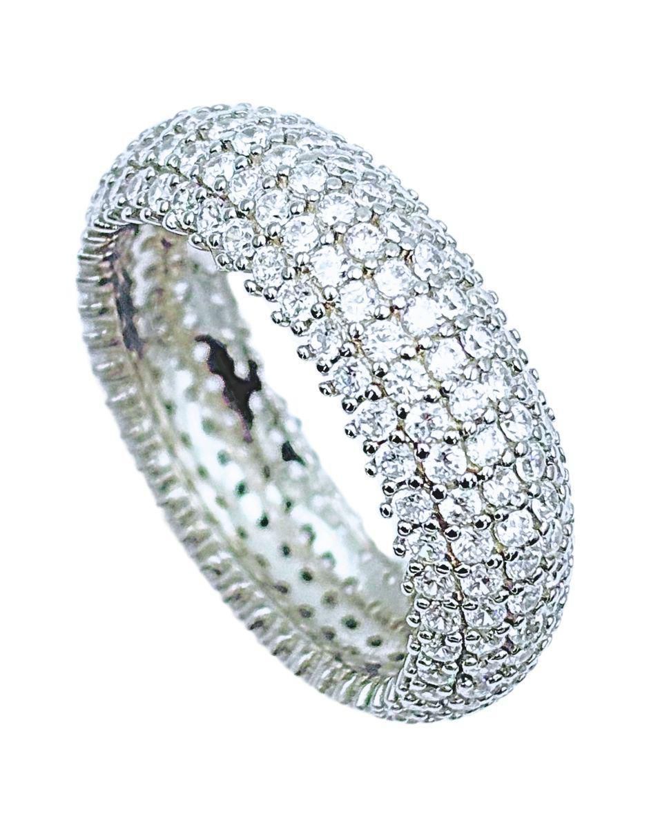 Anillo redondo de plata zirconia brillante 12