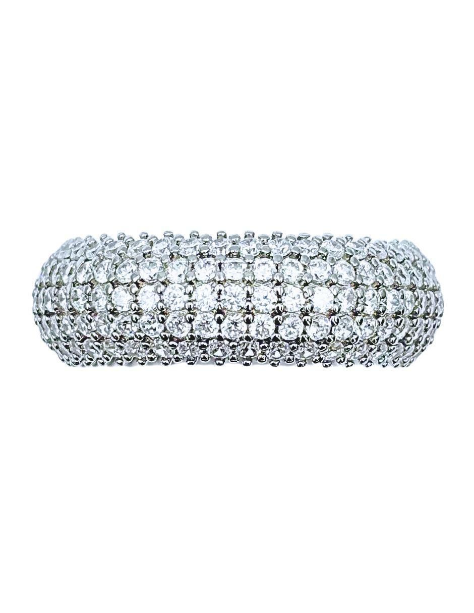 Anillo redondo de plata zirconia brillante 8