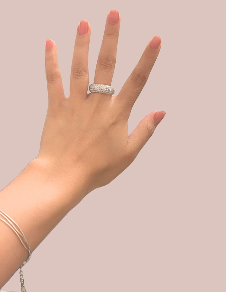 Anillo redondo de plata zirconia brillante 9